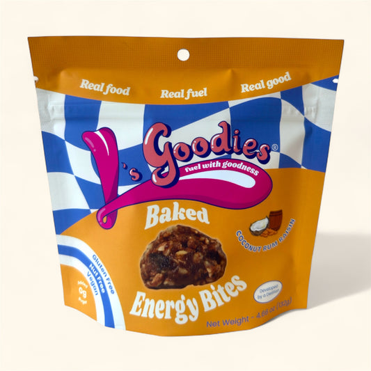 Coconut Rum Raisin Baked Energy Bites